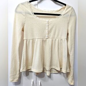 ROMWE Cream long sleeve Blouse Size M Woman's